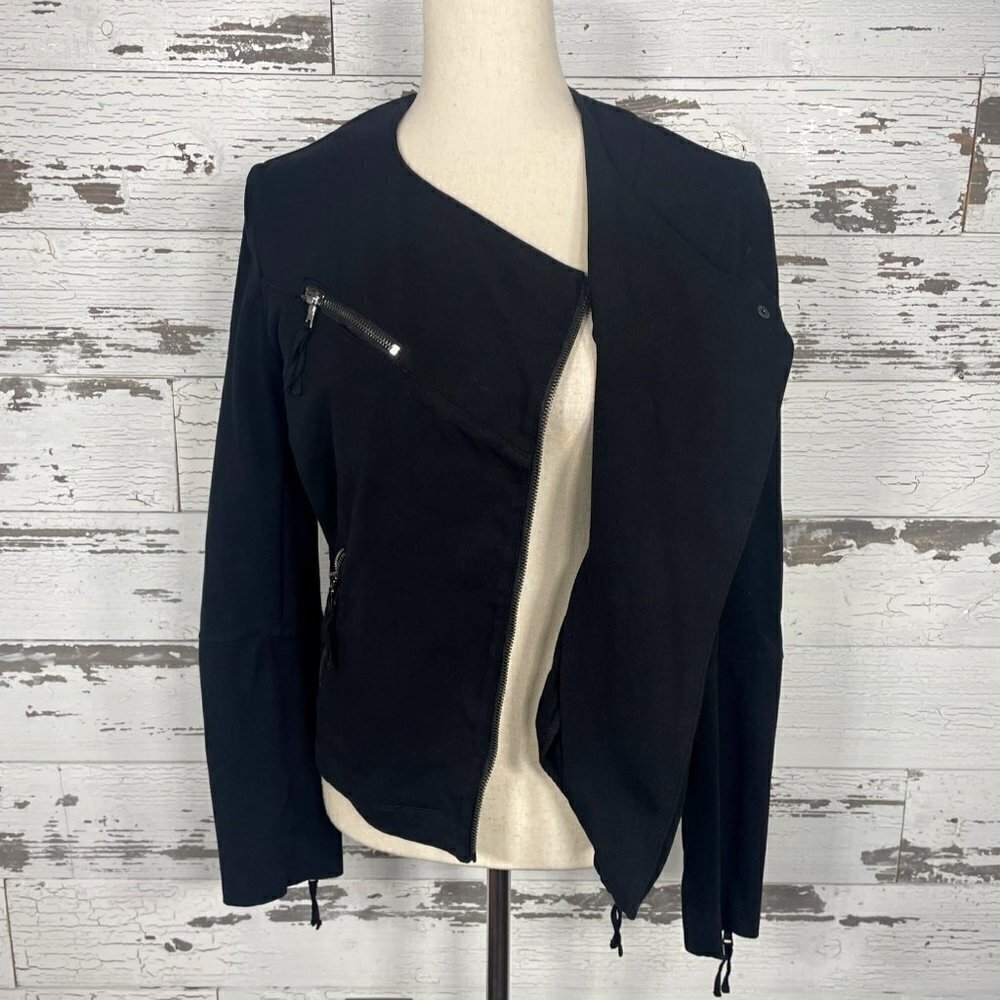 MARRAKECH Anthropologie Mollie Ryder Full Zip Moto Style Jacket Black Size S EUC - Picture 2 of 6